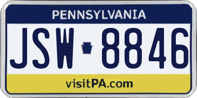 PA license plate JSW8846