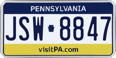 PA license plate JSW8847
