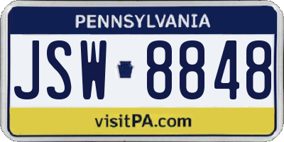 PA license plate JSW8848