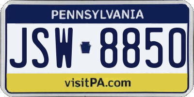 PA license plate JSW8850