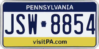 PA license plate JSW8854