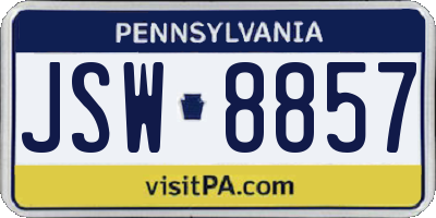 PA license plate JSW8857