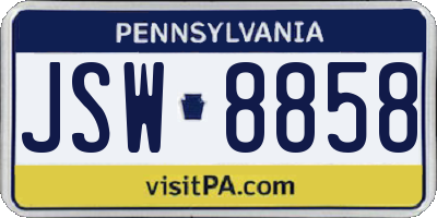 PA license plate JSW8858