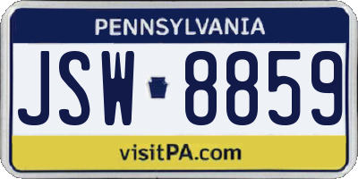 PA license plate JSW8859