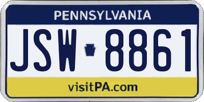 PA license plate JSW8861