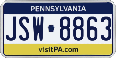 PA license plate JSW8863