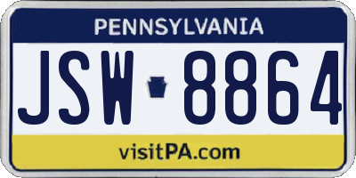 PA license plate JSW8864