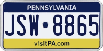 PA license plate JSW8865