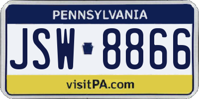 PA license plate JSW8866