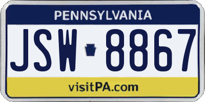 PA license plate JSW8867