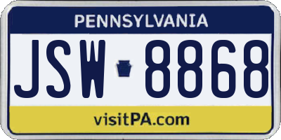 PA license plate JSW8868