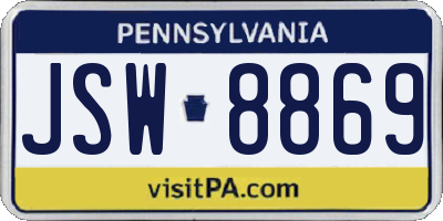 PA license plate JSW8869