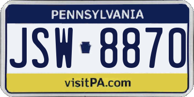 PA license plate JSW8870