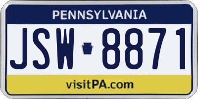 PA license plate JSW8871