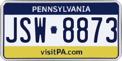 PA license plate JSW8873