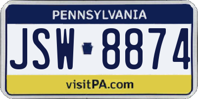 PA license plate JSW8874