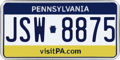 PA license plate JSW8875