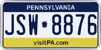 PA license plate JSW8876