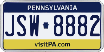 PA license plate JSW8882