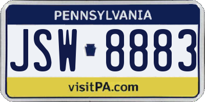 PA license plate JSW8883