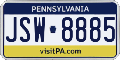 PA license plate JSW8885