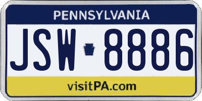 PA license plate JSW8886
