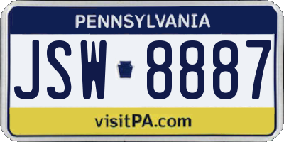 PA license plate JSW8887
