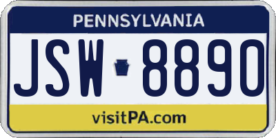 PA license plate JSW8890