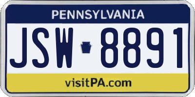 PA license plate JSW8891