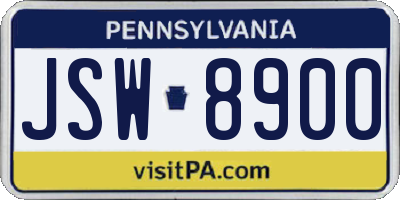 PA license plate JSW8900