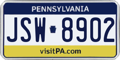 PA license plate JSW8902