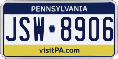 PA license plate JSW8906