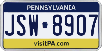 PA license plate JSW8907