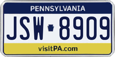 PA license plate JSW8909