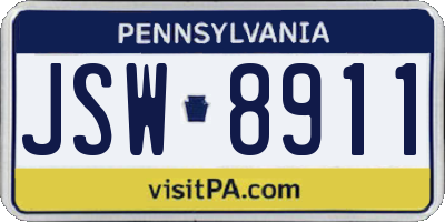 PA license plate JSW8911