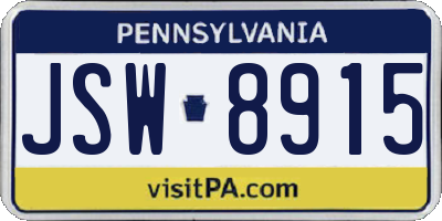 PA license plate JSW8915