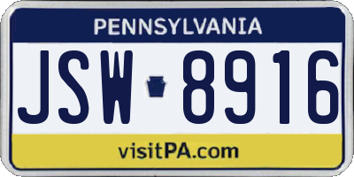 PA license plate JSW8916
