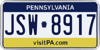 PA license plate JSW8917