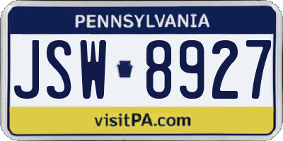 PA license plate JSW8927