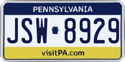 PA license plate JSW8929