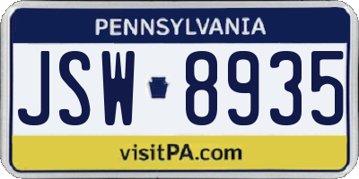 PA license plate JSW8935