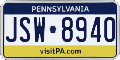 PA license plate JSW8940