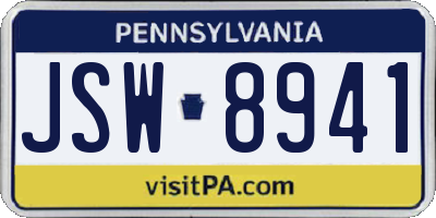 PA license plate JSW8941