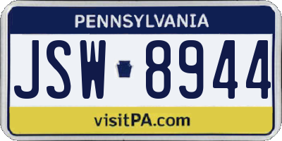 PA license plate JSW8944