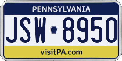 PA license plate JSW8950