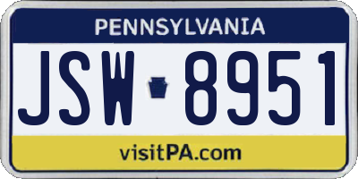 PA license plate JSW8951