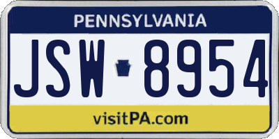 PA license plate JSW8954