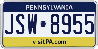 PA license plate JSW8955