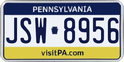 PA license plate JSW8956