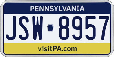 PA license plate JSW8957